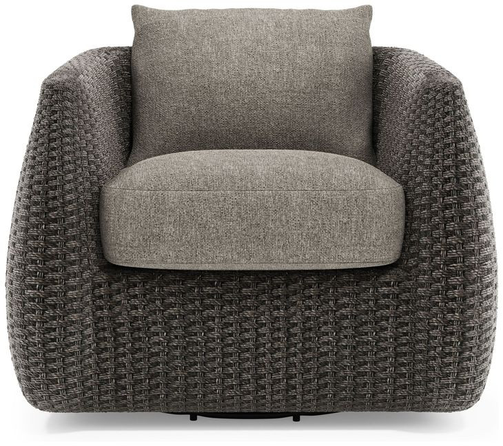 Sarene Gray Upholstered Outdoor Swivel Accent Chair