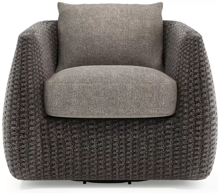 Sarene Gray Upholstered Outdoor Swivel Accent Chair