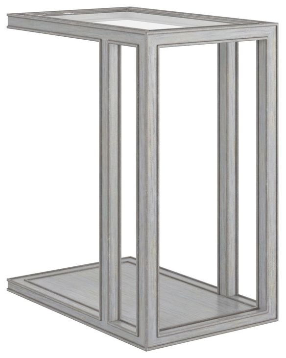 Glaze Vintage Blue Rectangular Glass Top End Table
