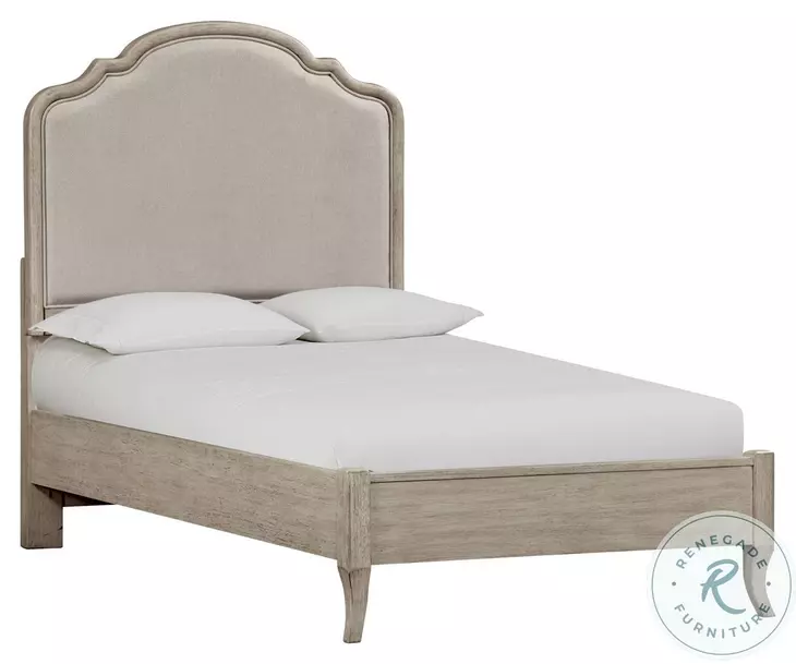 Provence Linen Full Upholstered Bed with USB Charging