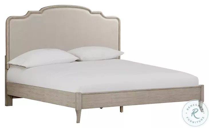 Provence Linen California King Upholstered Bed with USB Charging