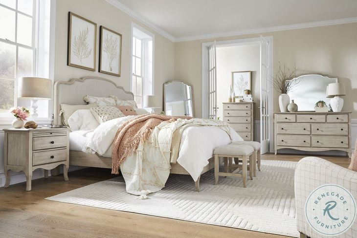 Provence Linen USB Chariging Upholstered Bedroom Set