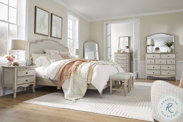 Provence Linen Upholstered Bedroom Set with USB Charging