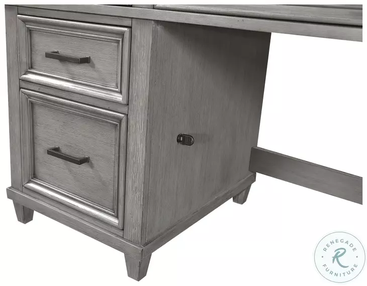 Caraway Aged Slate L Shaped Desk with Hutch