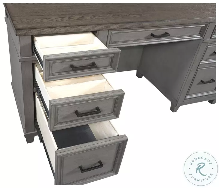 Caraway Aged Slate Credenza with Hutch