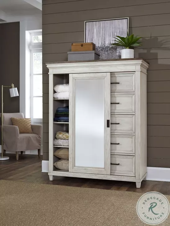 Caraway Aged Ivory Sliding Door Chest