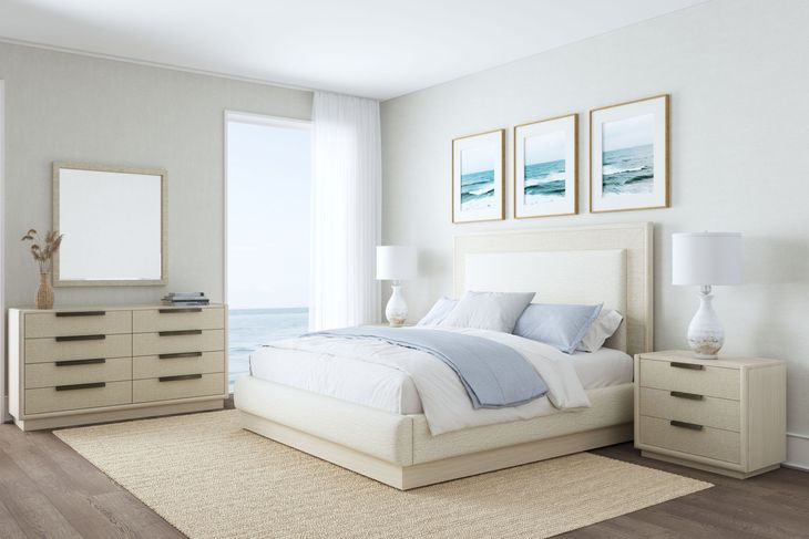 Cotiere Cream Linen Upholstered Panel Bedroom Set