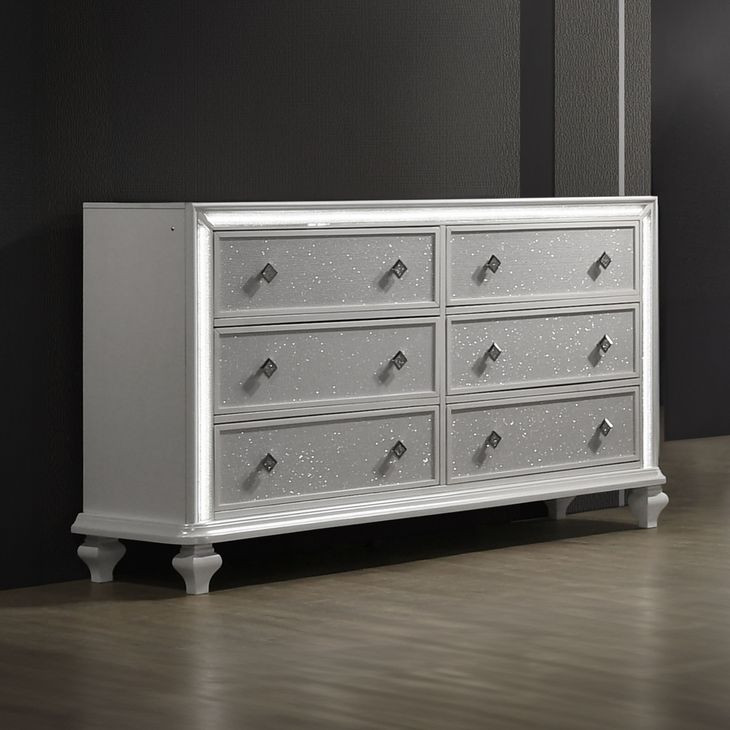 Stardust White 6 Drawer Dresser