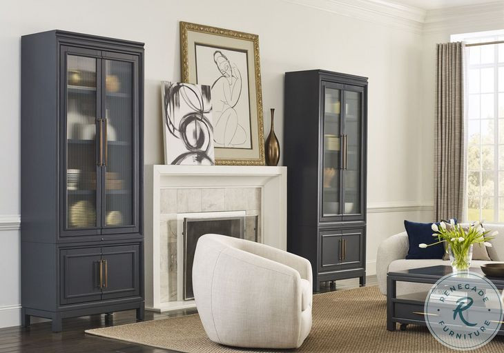 Alexander Midnight Pier 2 Door Display Cabinet with LED Lighting