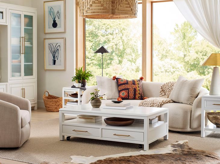 Alexander White Rectangular Cocktail Table