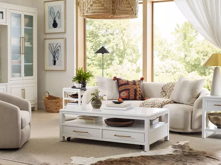 Alexander White Rectangular Cocktail Table
