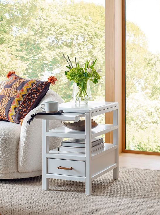 Alexander White Rectangular Chairside Table