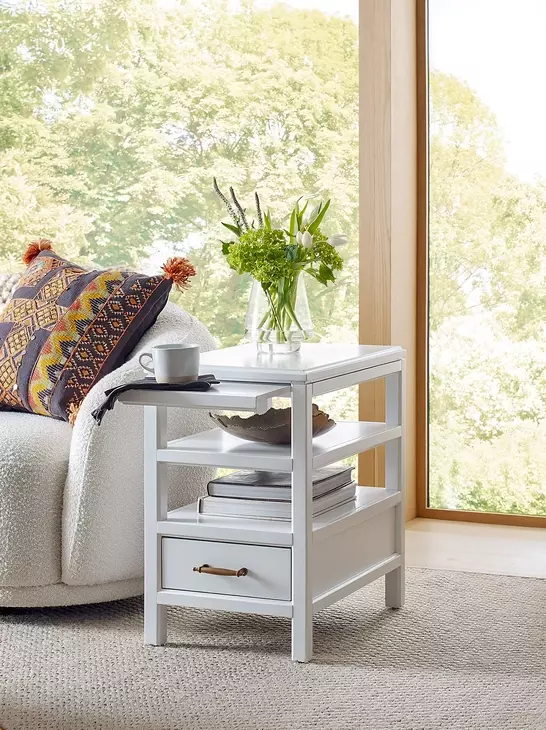 Alexander White Rectangular Chairside Table