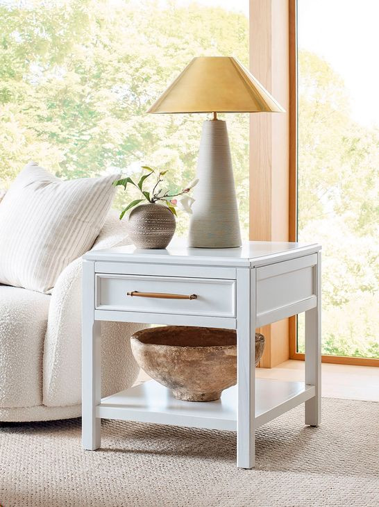 Alexander White Rectangular End Table