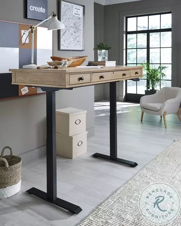 Emerson Light Elm 60" Lift Home Office Set