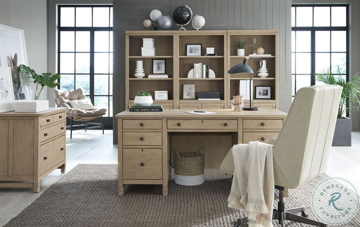 Emerson Light Elm Workstation 3 Drawer Combo File Cabinet