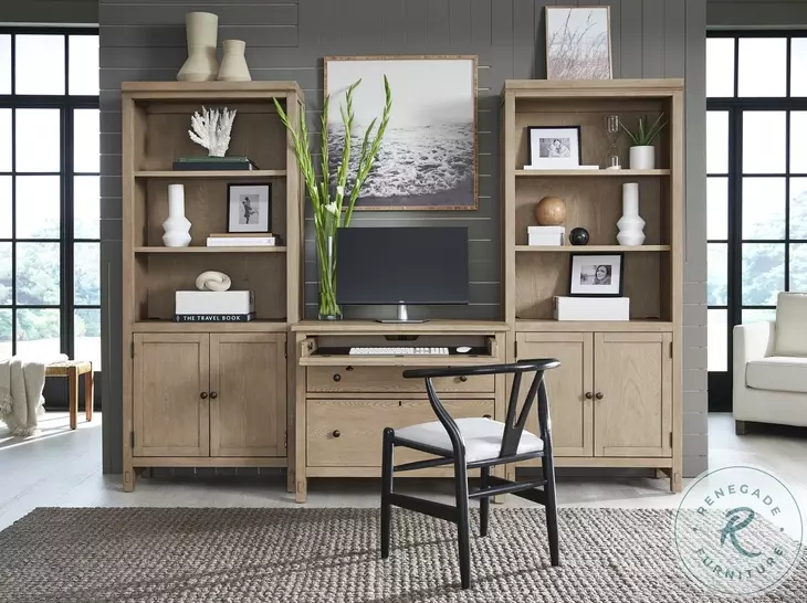 Emerson Light Elm Workstation 3 Drawer Combo File Cabinet