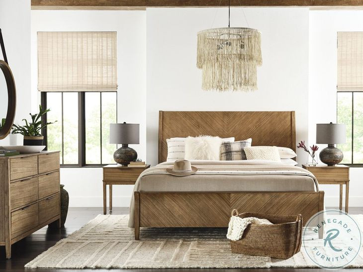 Cyrus Almond Bisque King Sleigh Bed with USB Charging