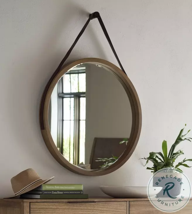 Cyrus Almond Bisque Round Bedroom Mirror