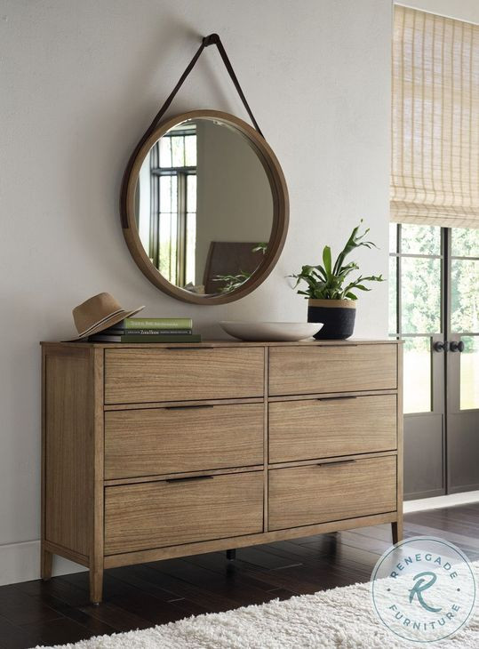 Cyrus Almond Bisque Round Bedroom Mirror