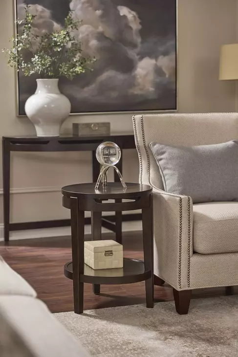 Sutton French Roast Round Accent Table