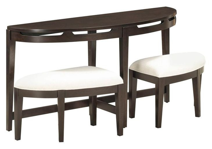 Sutton French Roast Demilune Sofa Table with Stools