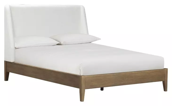 Olivia Sunkissed Beige Queen Upholstered Platform Bed