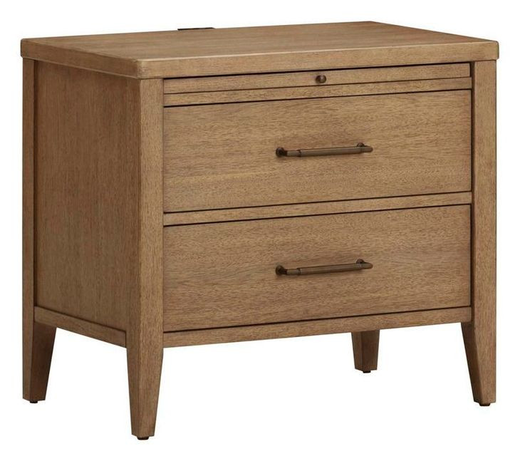 Olivia Sunkissed Beige 2 Drawer Nightstand with USB Charging