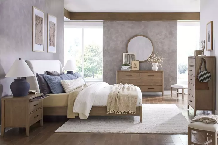 Olivia Sunkissed Beige 2 Drawer Nightstand with USB Charging