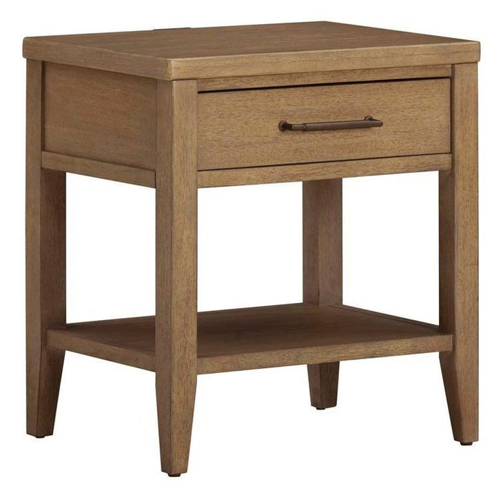 Olivia Sunkissed Beige 1 Drawer Nightstand with USB Charging
