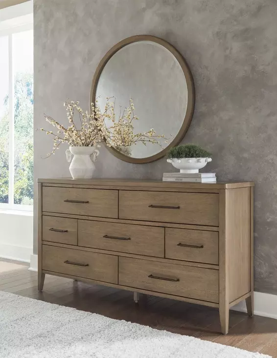 Olivia Sunkissed Beige Round Dresser Mirror