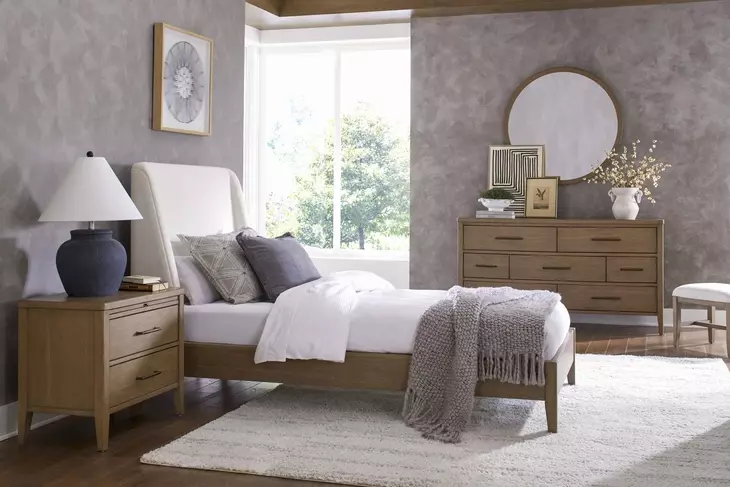 Olivia Sunkissed Beige Full Upholstered Platform Bed