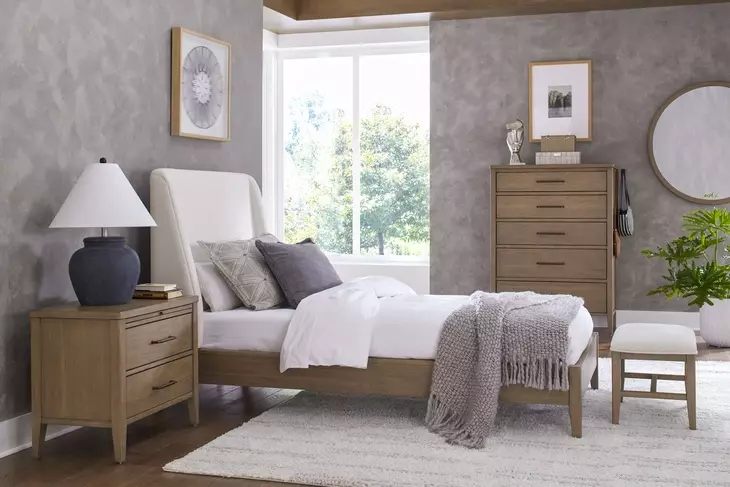 Olivia Sunkissed Beige Youth Upholstered Platform Bed