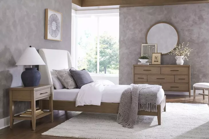 Olivia Sunkissed Beige Youth Upholstered Platform Bed