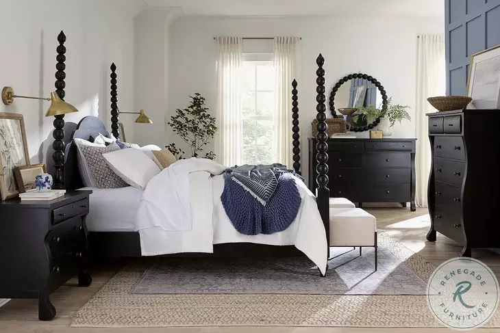 Caroline Soft Black Poster Bedroom Set