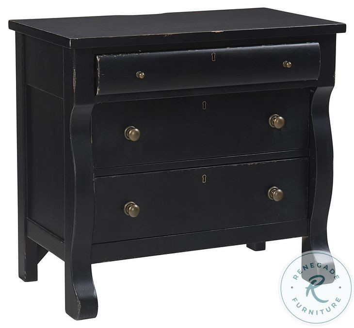 Caroline Soft Black Liv360 3 Drawer Nightstand with USB Charging