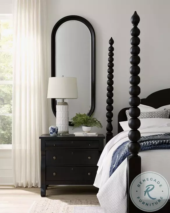 Caroline Soft Black Liv360 3 Drawer Nightstand with USB Charging