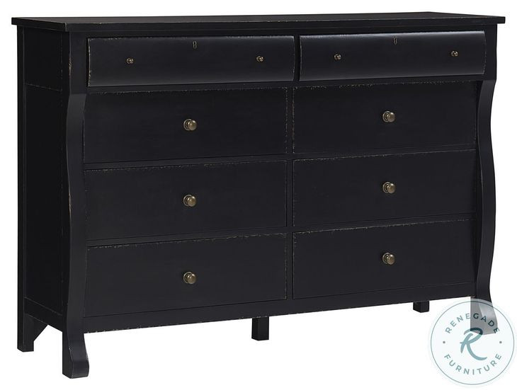 Caroline Soft Black 8 Drawer Dresser