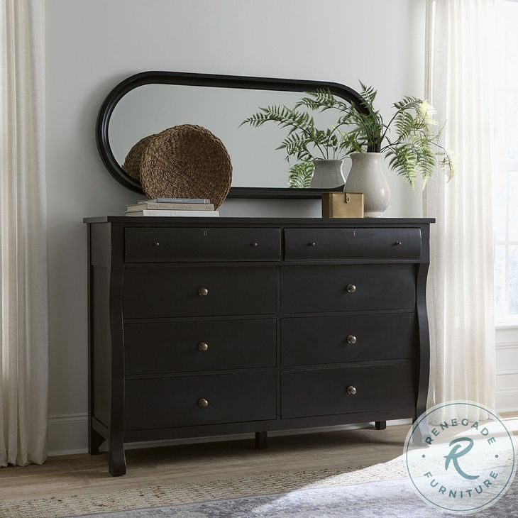 Caroline Soft Black 8 Drawer Dresser