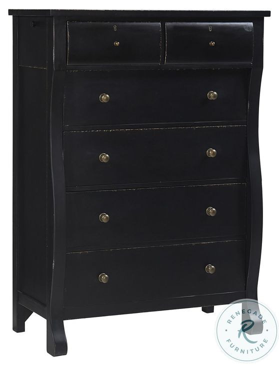 Caroline Soft Black 6 Drawer Chest