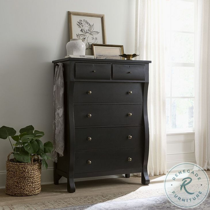 Caroline Soft Black 6 Drawer Chest