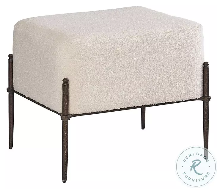 Caroline Soft Black Shearling Natural Stool