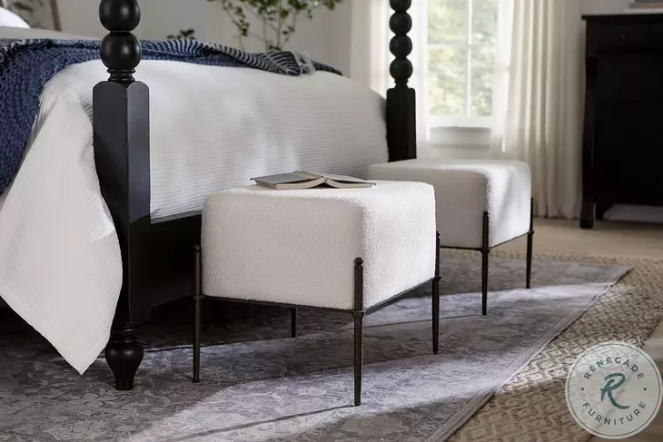 Caroline Soft Black Shearling Natural Stool