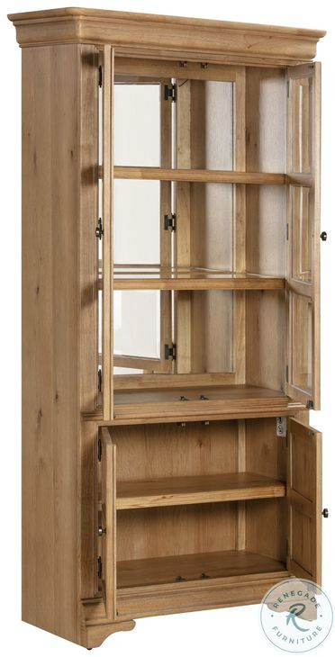 Chateau Philippe Cognac 2 Glass Door Bookcase with LED Lighting