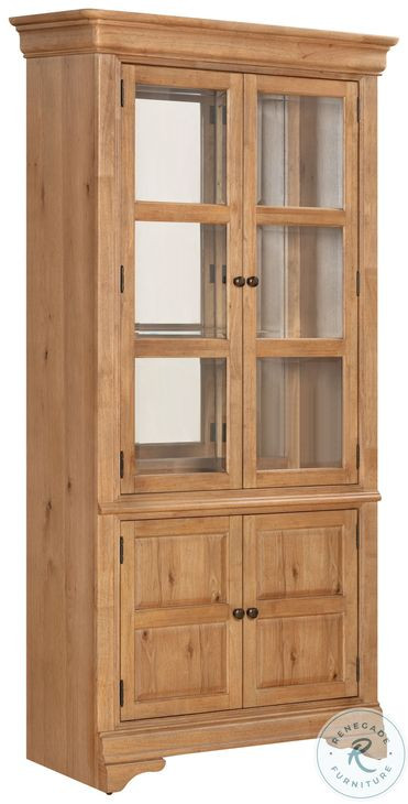 Chateau Philippe Cognac 2 Glass Door Bookcase with LED Lighting