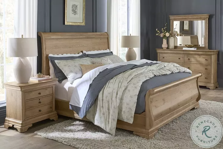 Chateau Philippe Cognac Queen Sleigh Bed with USB Charging