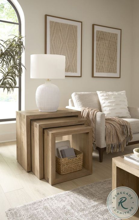 Lyndon Light Cashmere Rectangular Nesting End Table