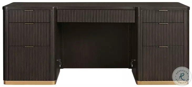 Rylan Dark Roast 66" Executive Desk with USB Charging