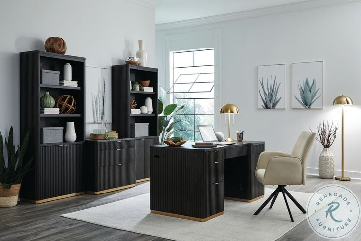 Rylan Dark Roast 66" Executive Desk with USB Charging