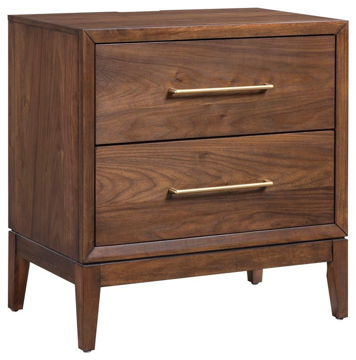 Jasper Modern Walnut 2 Drawer Nightstand